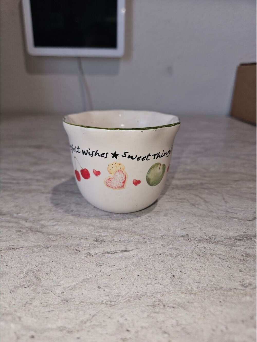 Vintage Ceramic Egg Cup with Sweet Wishes Design